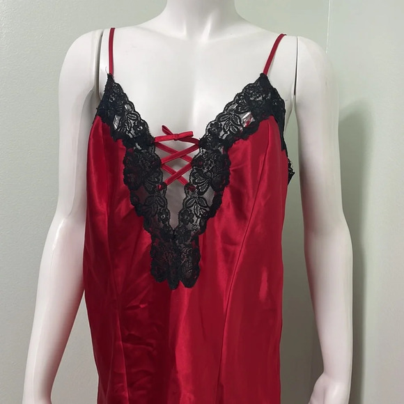 Frederick's of Hollywood Cherry Red Nylon Slip Dress - Picture 2 of 6